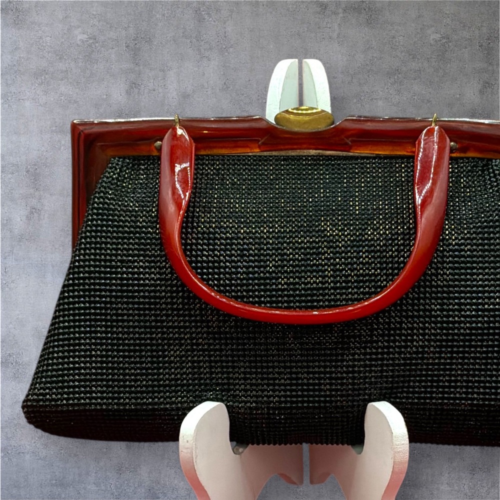 Whiting & Davis Black and Red Shoulder Bag